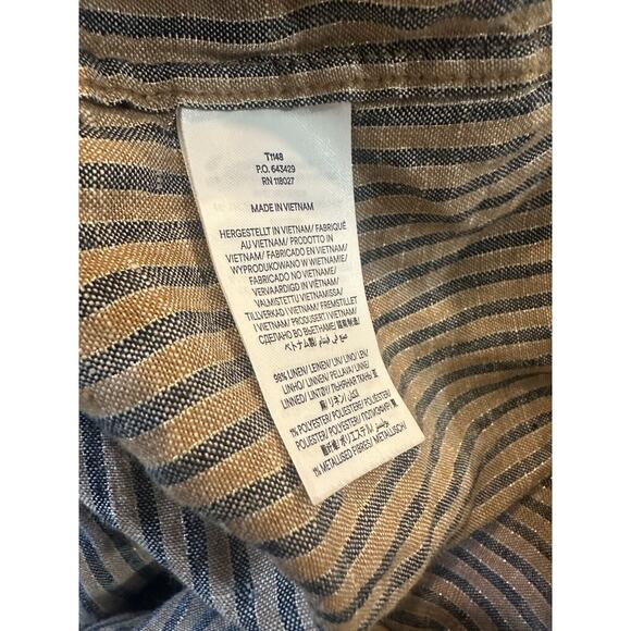 Boden Linen Button Front Long Tunic Top Metallic Stripe Shirt US Size 16/18 R - Picture 13 of 14